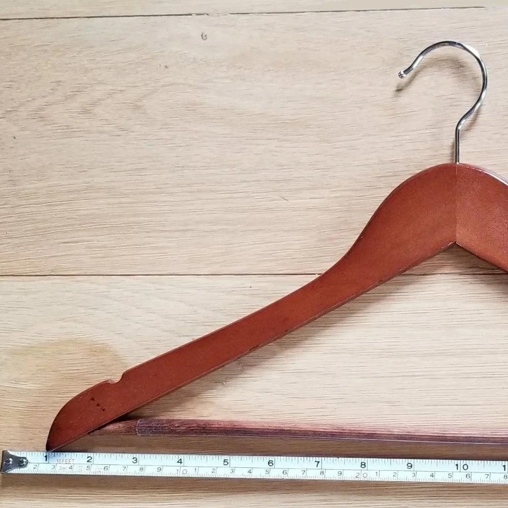 Wood Suit Hangers with Non-slip Grooved Bar 10-Pack Cherry